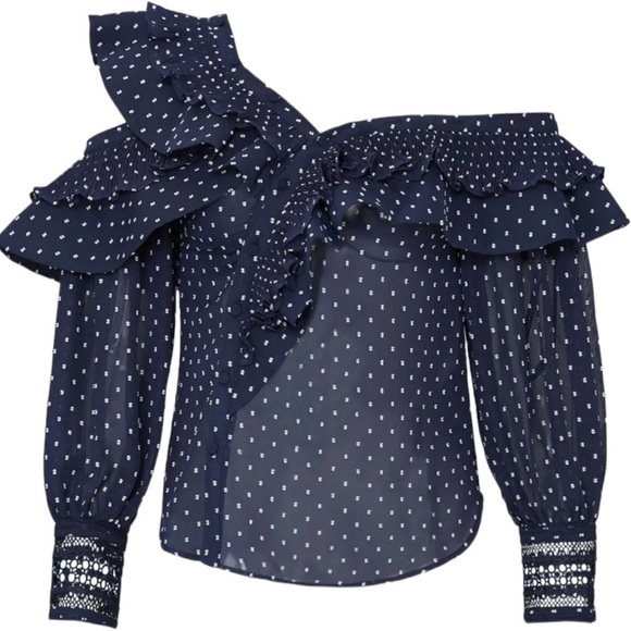 SELF-PORTRAIT Plumetis Frill Top - Picture 5 of 9